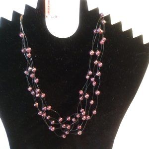 Freshwater Purple Pearls Necklace 18" New